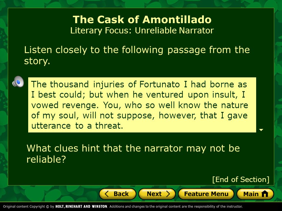 The cask of amontillado after you read